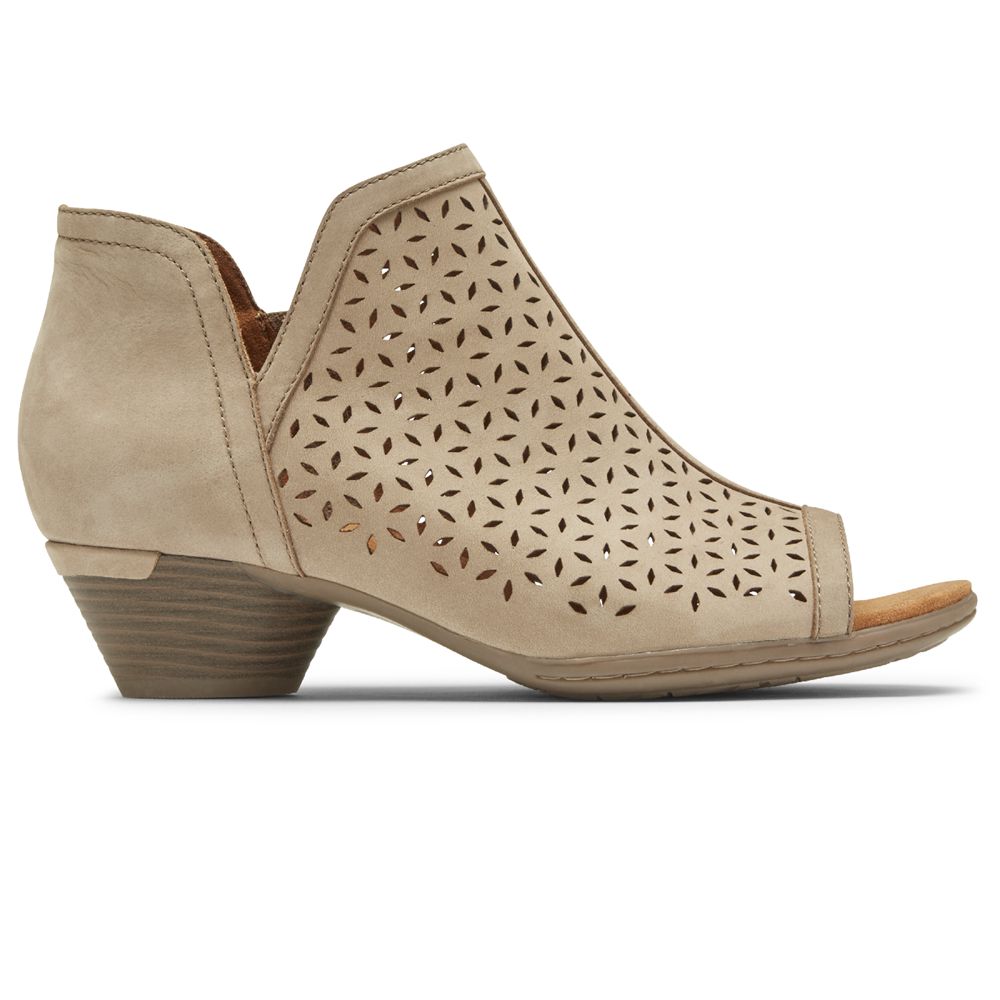 Booties Mulher Rockport Cobb Hill Laurel Open-Toe Taupe,Portugal UBTLC-4721